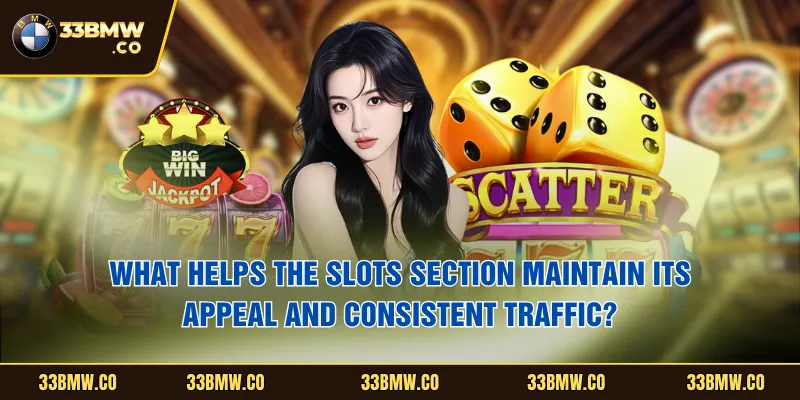 What helps the slots section maintain its appeal and consistent traffic?